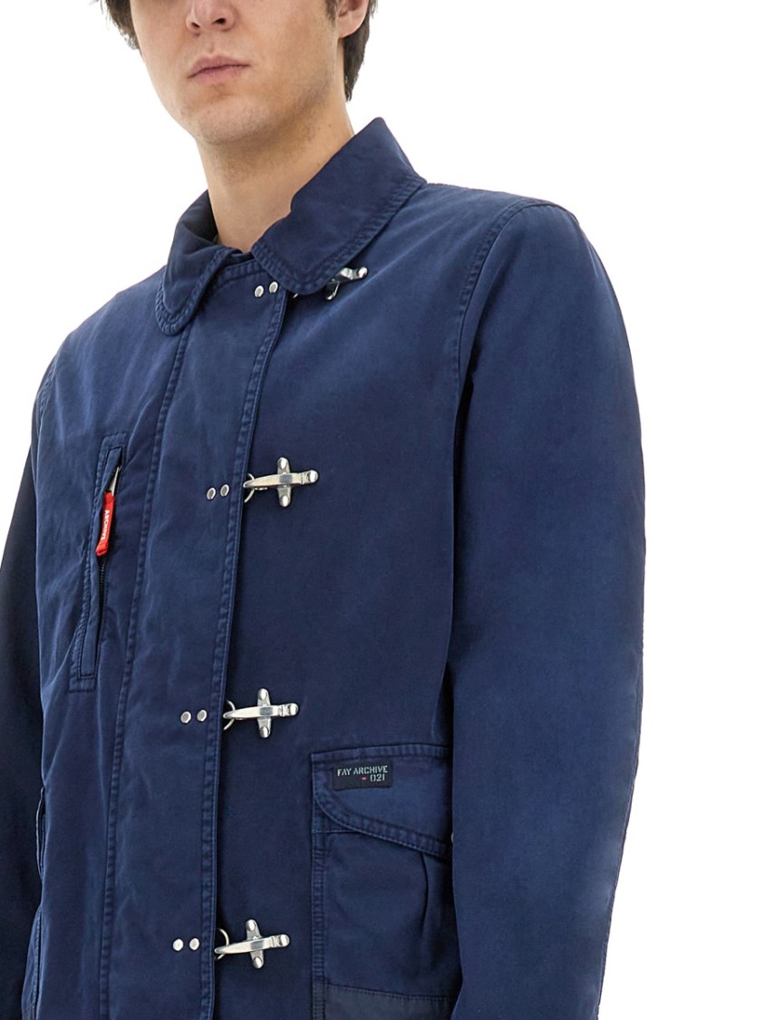 Fay Relaxed-fit Jacket With Button-up Front In Blue