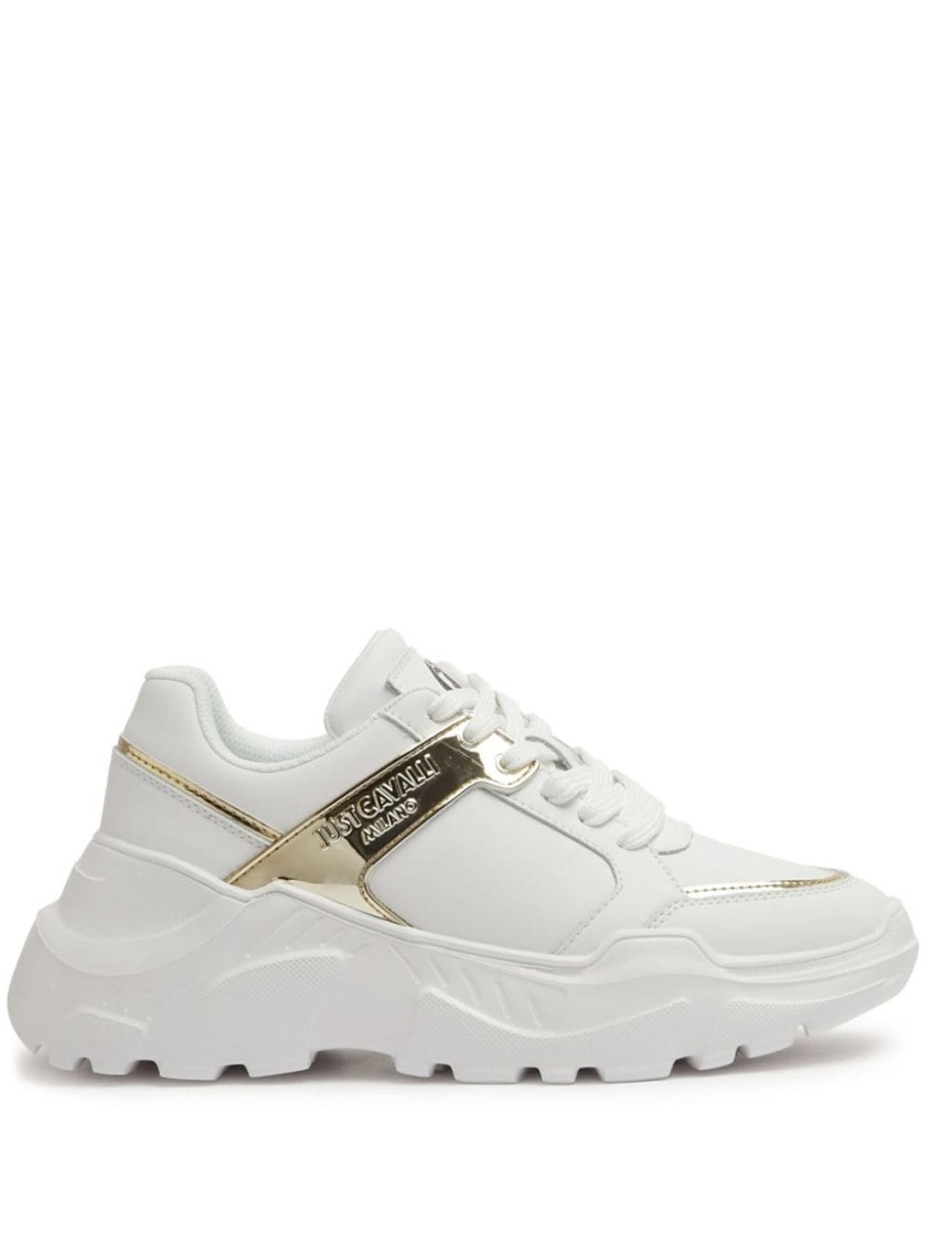 JUST CAVALLI JUST CAVALLI SNEAKERS WITH MATERIALS AND GOLD ACCENTS 