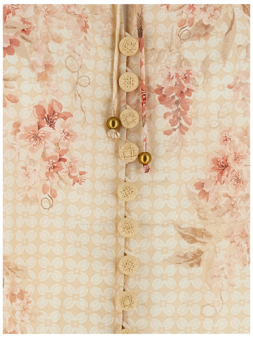 Zimmermann Illuminate Pleated Floral-print Linen And Silk-blend Blouse