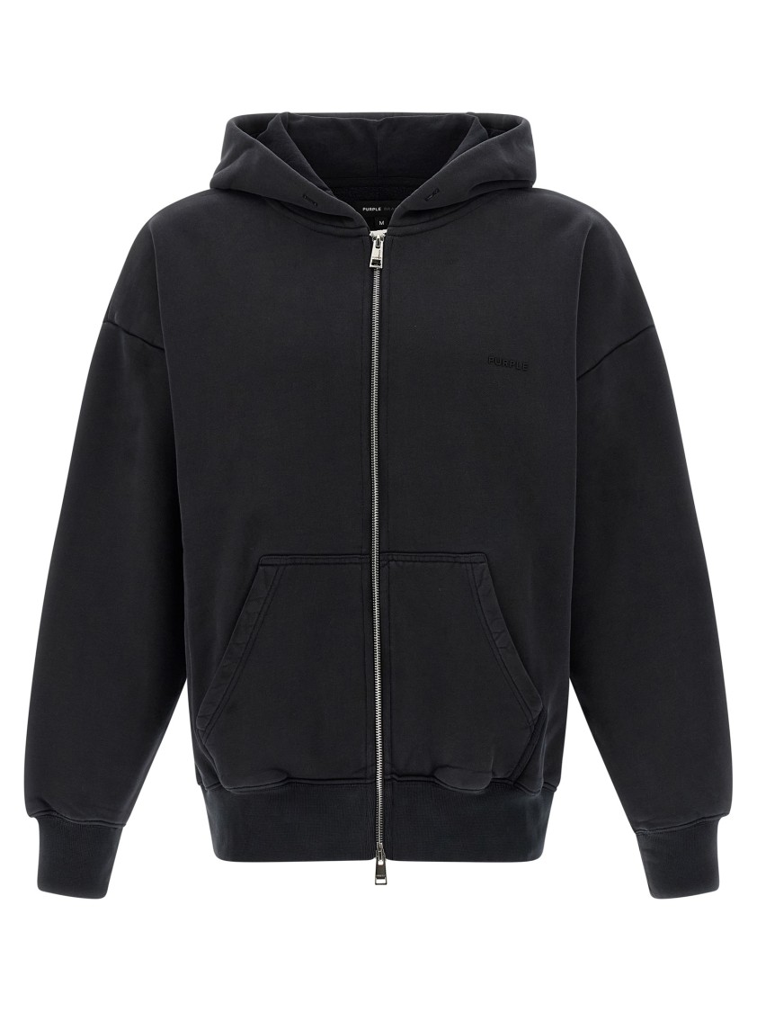 Purple Heavy Cotton Hoodie In Black