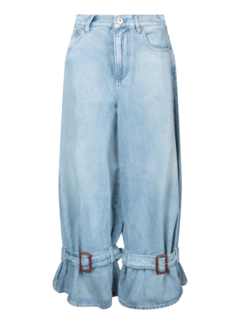Jw Anderson Wide Jeans With Adjustable Ankle Height Belts In Blue