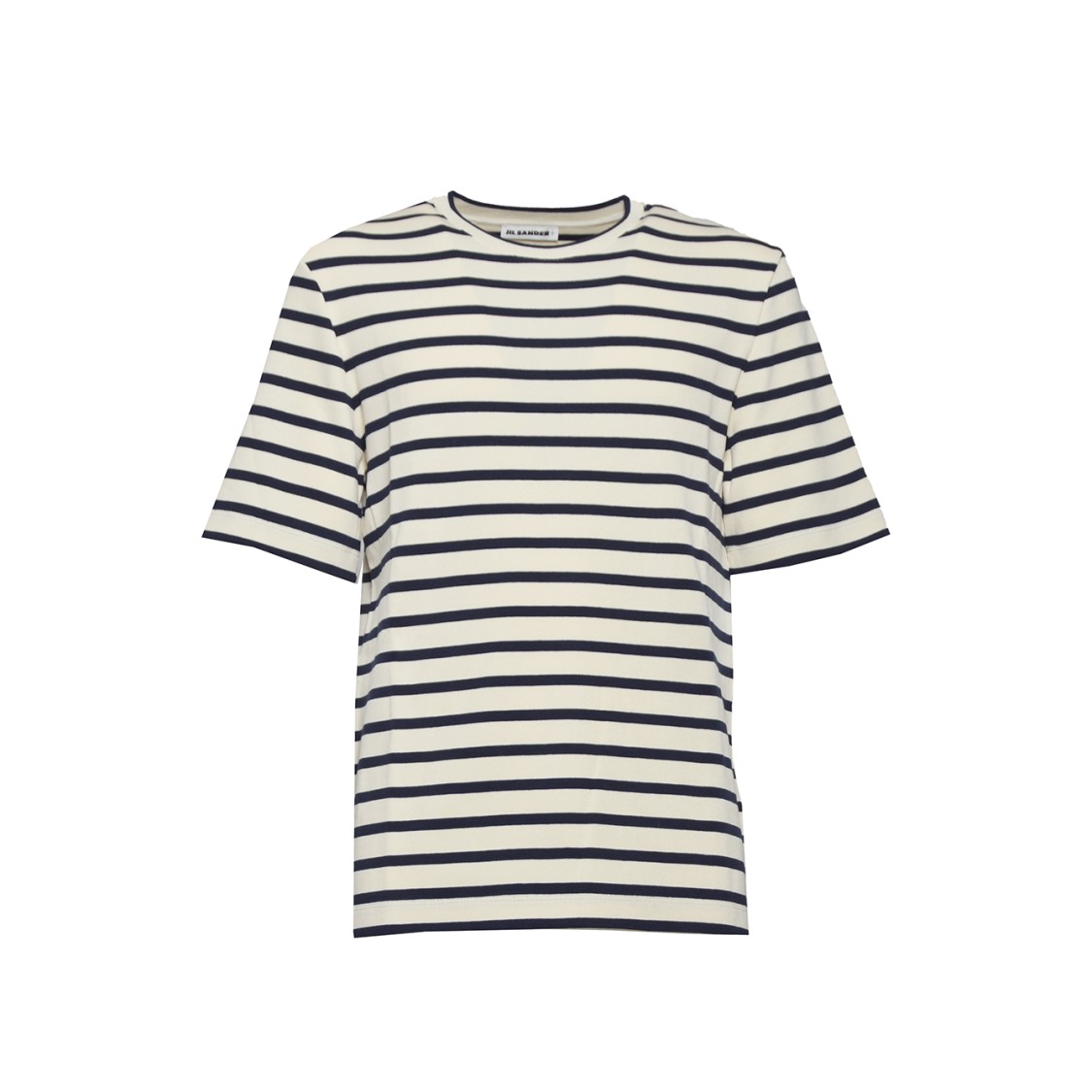 Jil Sander Classic Ribbed Cotton Stripe T-Shirt With Logo
