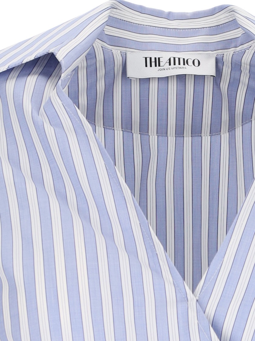 Attico Mini Dress With Stripes And Wrap Design In Blue