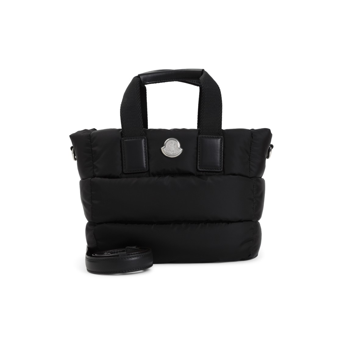 Moncler Mini Caradoc Black Polyamide Tote Bag In Black