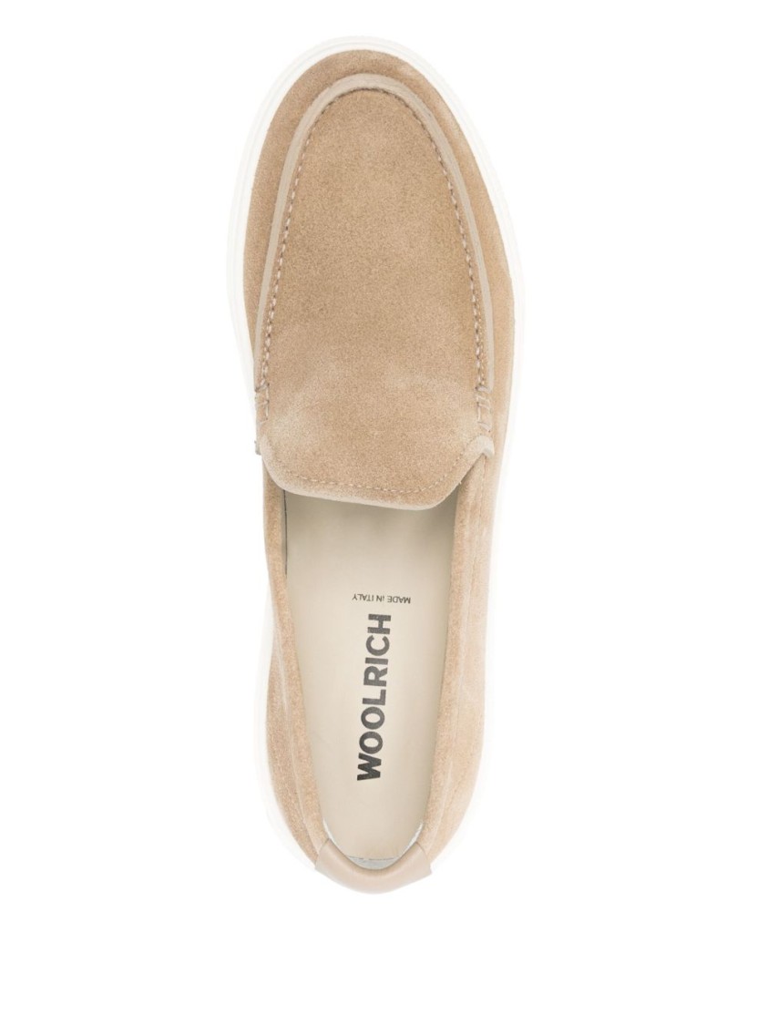 Woolrich Sand Beige Suede Moccasin With Almond Toe In Neutrals