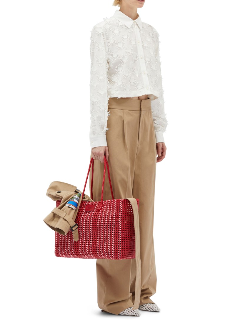 Msgm Wide-leg Trousers With High Waist In Brown