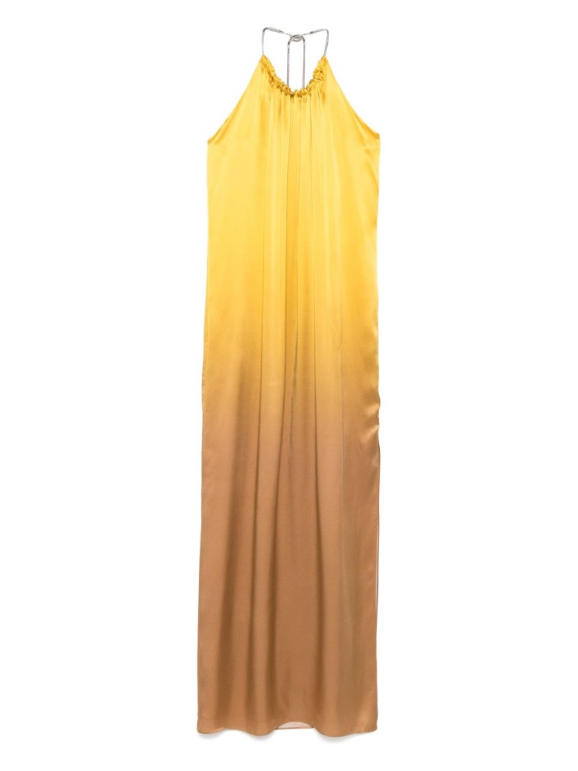 Max Mara Golden Maxi Dress With Halterneck Design In Multi