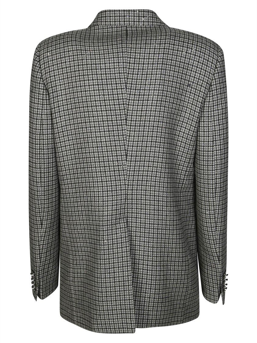 Tagliatore Double-breasted Coat With Sequin Polka Dots In Gray
