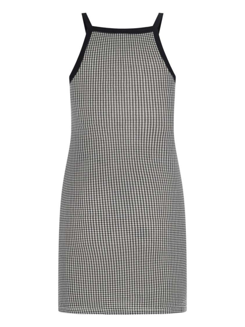 Shop Courrèges Houndstooth Mini Dress In Grey Cotton