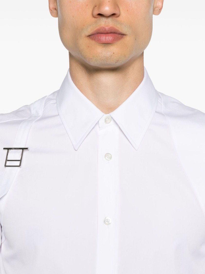 Alexander Mcqueen Refined White Shirt With Metal Accent In White