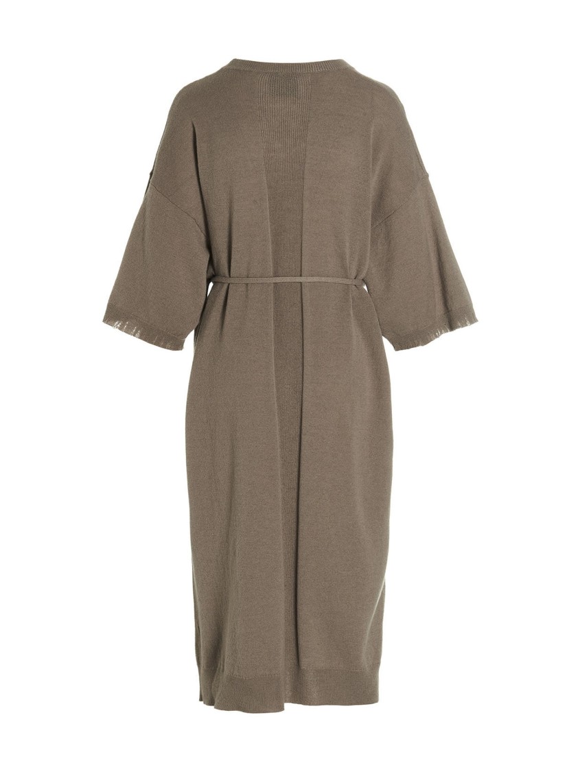 Nude Beige Knit Long Dress In Brown