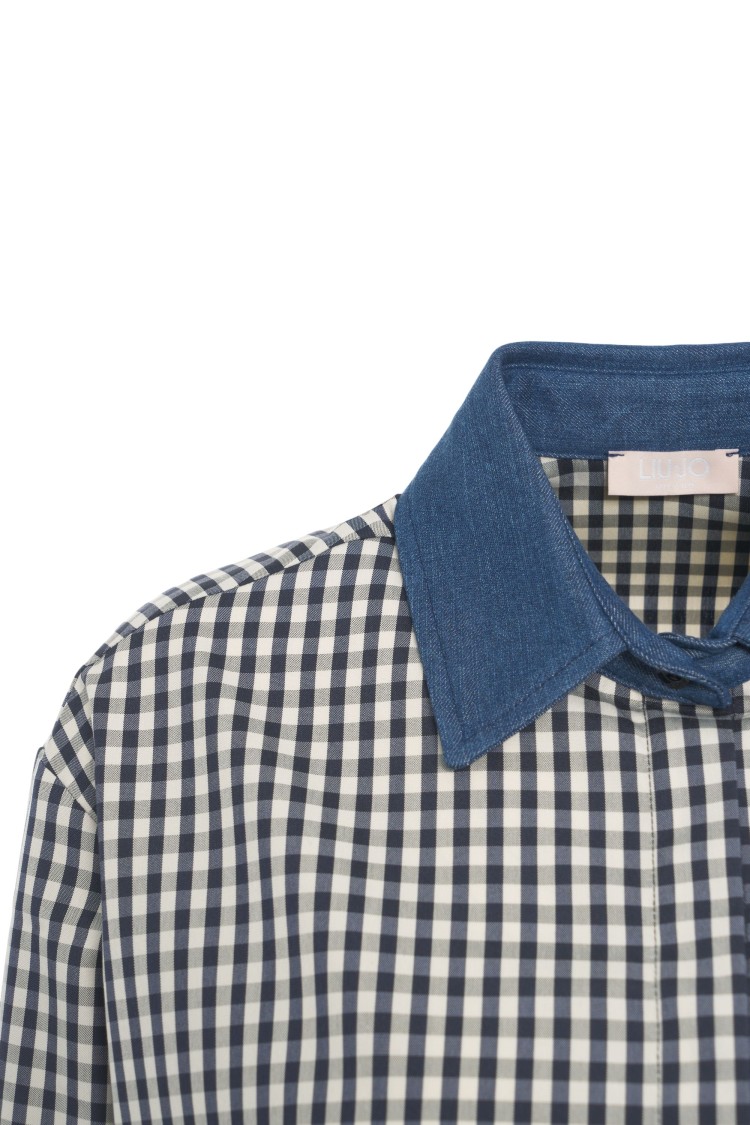 Liu •jo Liu Jo Cropped Check Blouse With Button-down Collar