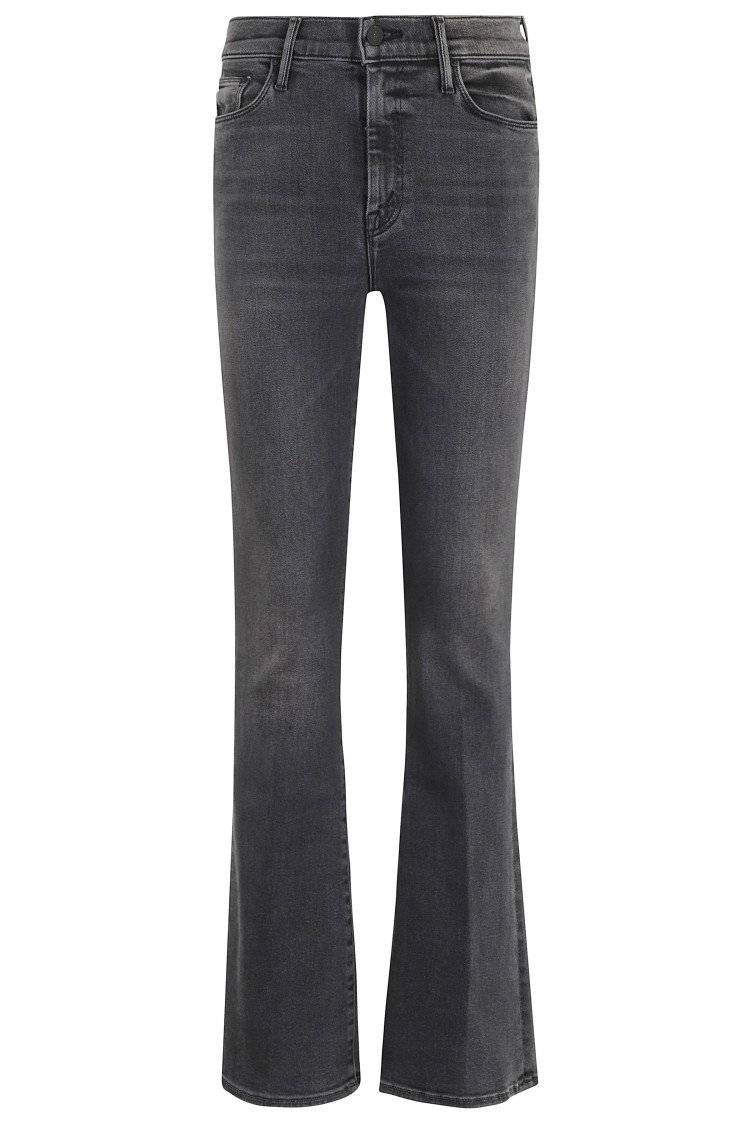 Mother Cropped Jeans With Belt Loops And Faded Effect In Gray