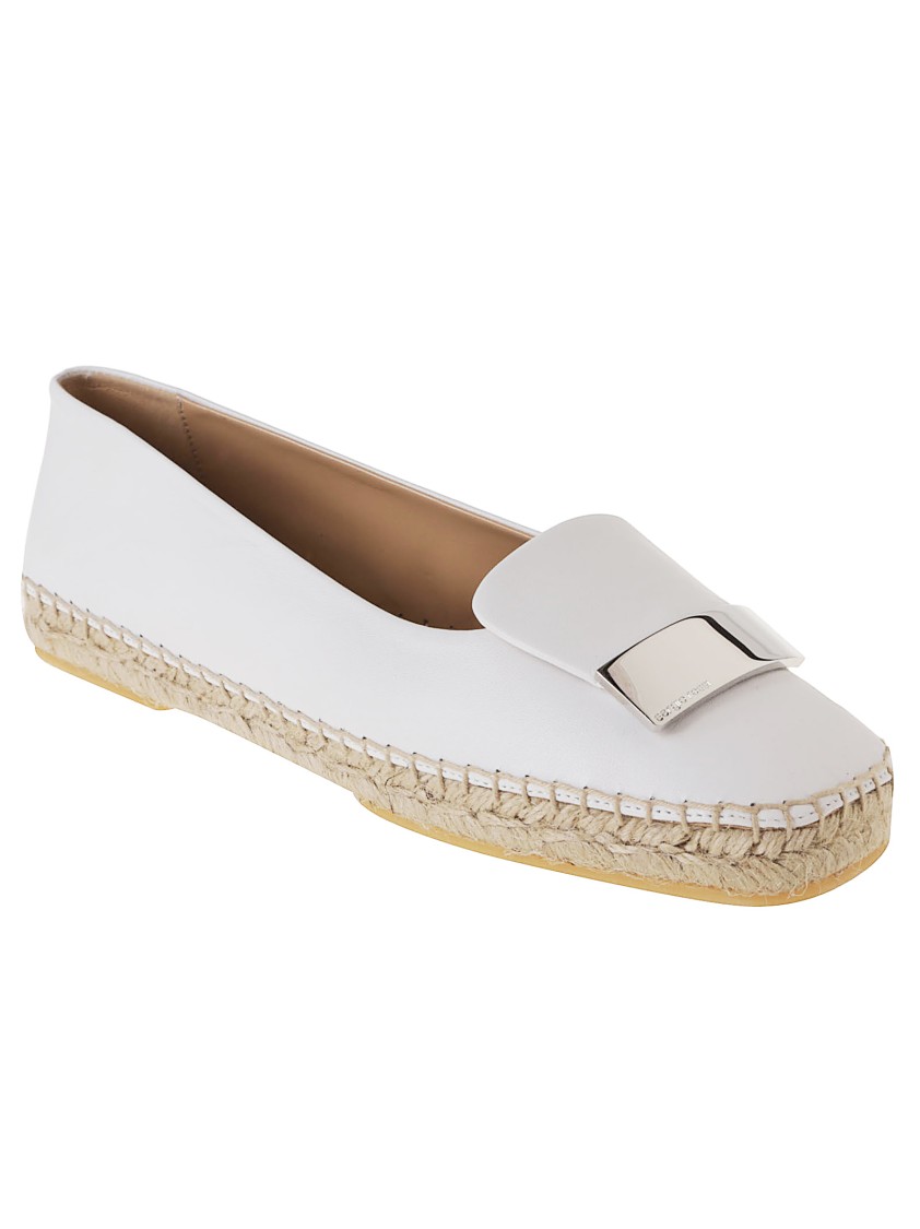 SERGIO ROSSI SERGIO ROSSI LEATHER ESPADRILLES WITH SQUARE TOE AND METALLIC DETAILING
