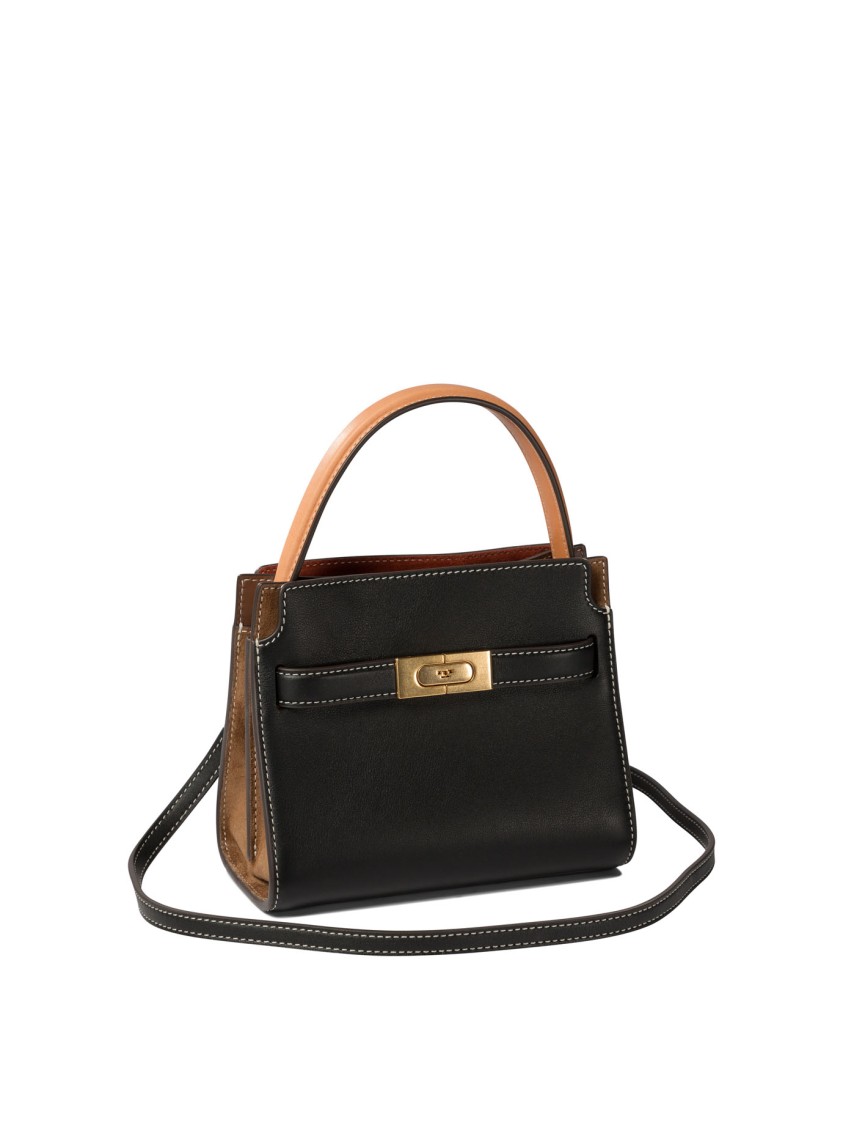 Tory Burch Lee Radziwill Petite Double Handbag In Black