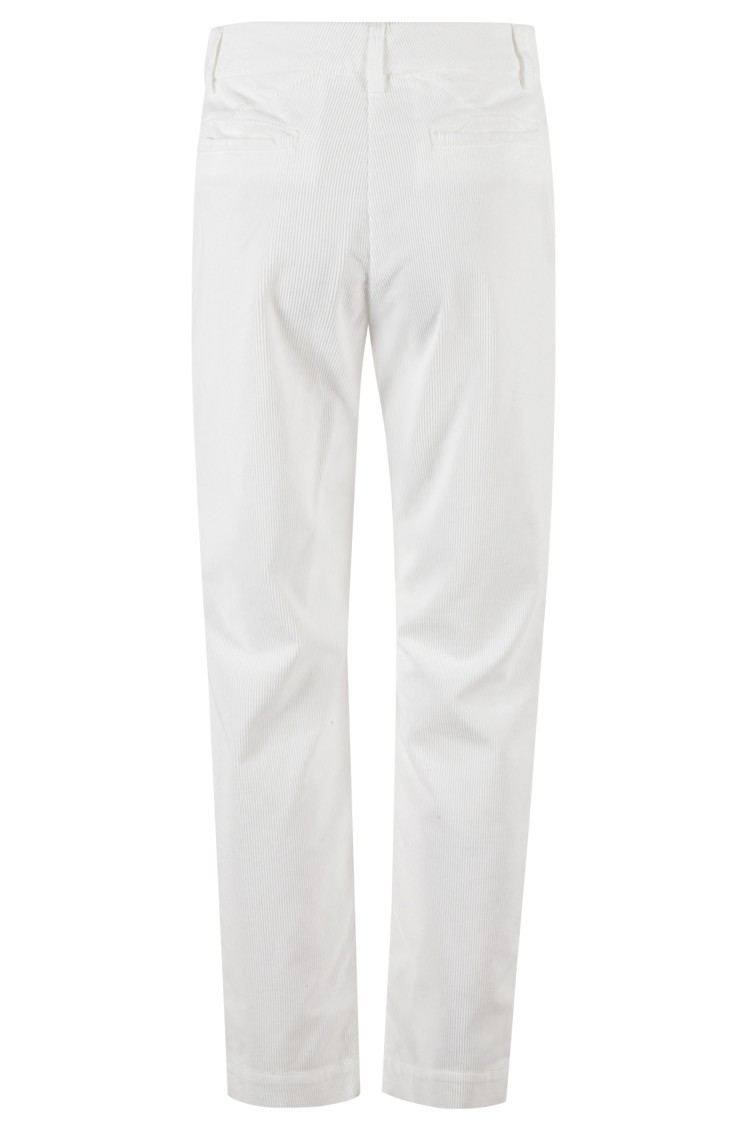 Eleventy Ribbed Tailored Trousers With Angled Pockets In White