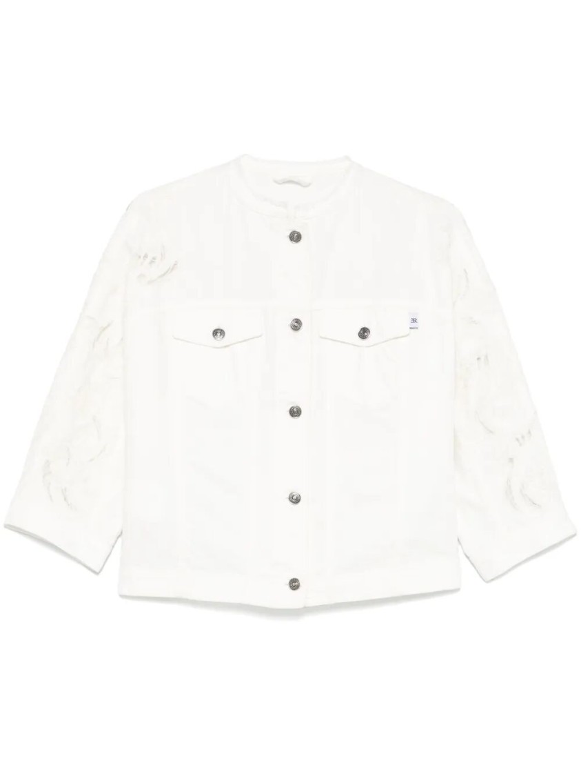 Ermanno Scervino Cropped Cotton Jacket With Button-up Front In White