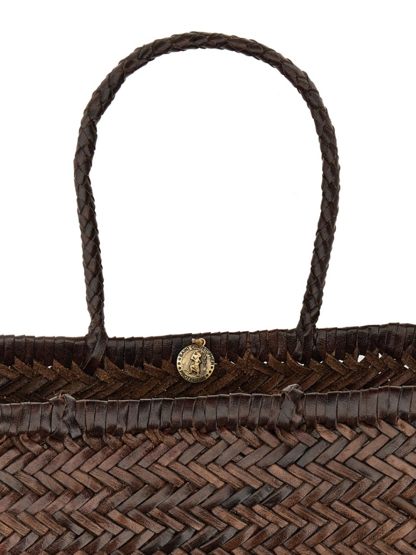 Dragon Diffusion Woven Buff Leather Shoulder Bag In Black