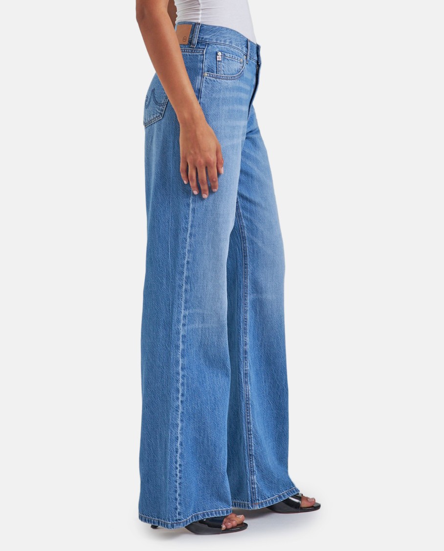 Shop Ag Padua Mid Rise Flare In Blue