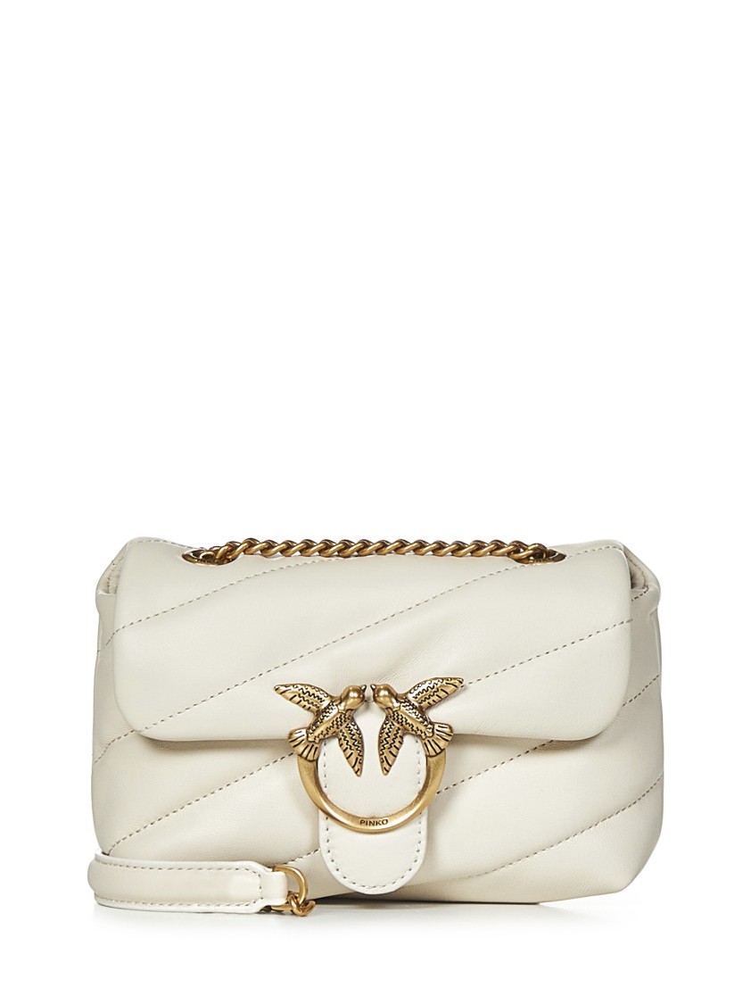 Shop Pinko Quilted White Shoulder Bag With Decorative Clasp