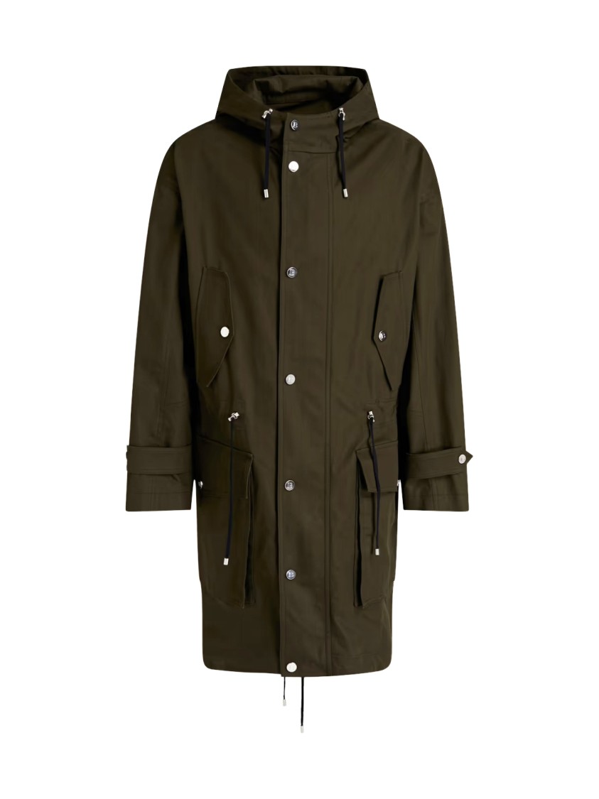 Balmain Fishtail Parka Coat In Green