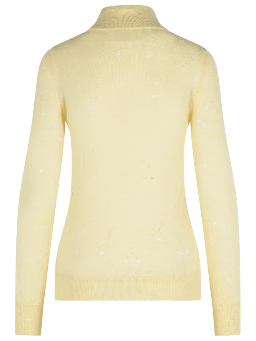 Mm6 Maison Margiela Mm6 By Maison Margiela Cream Virgin Wool Turtleneck Sweater In Yellow