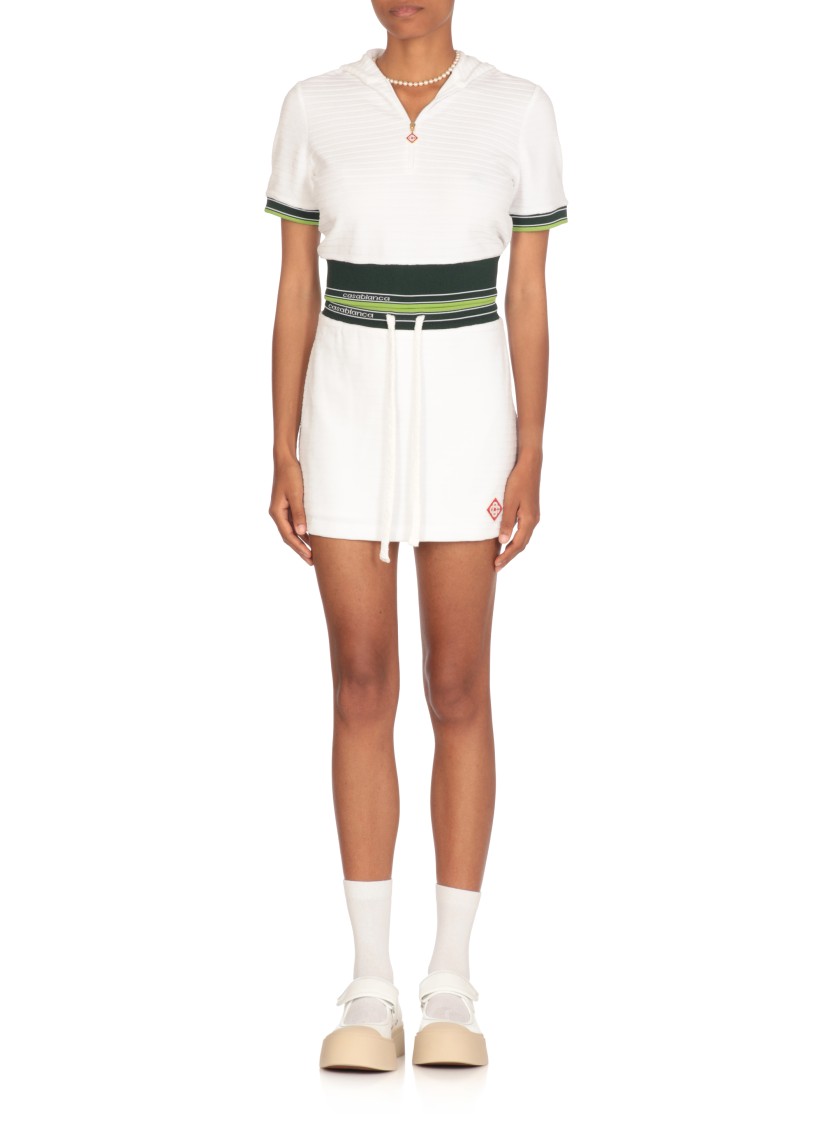 Casablanca Textured Fabric Tennis Skirt With Drawstring Waist