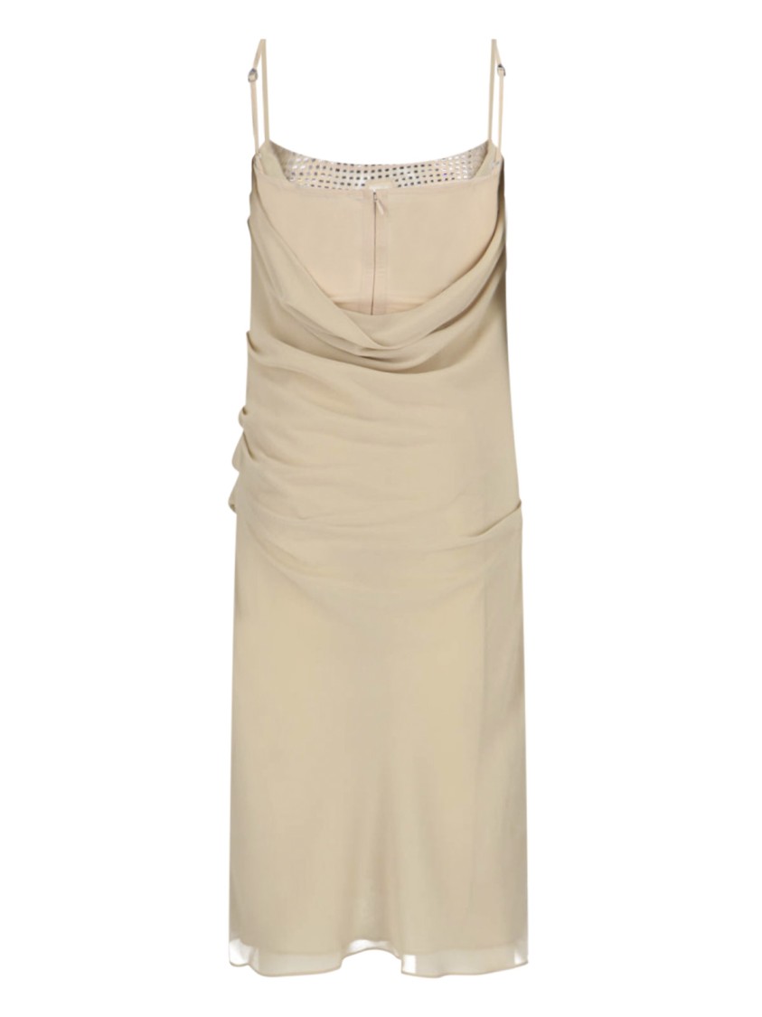 Attico Draped Cowl Neckline Spaghetti Straps In Neutrals