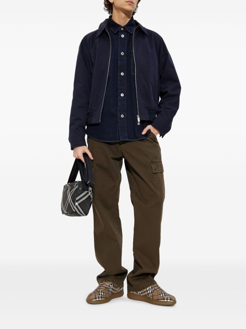 Burberry Cargo Trousers With Belt Loops And Stitch Detailing In Black