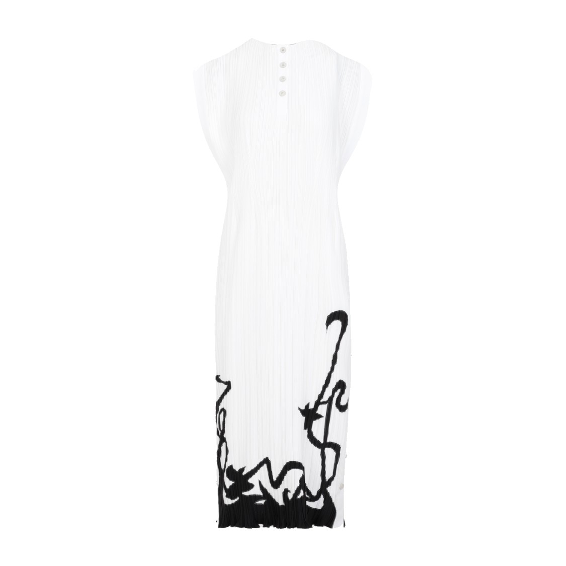 Lanvin Sleeveless Pleated Off White Polyester Dress | THE LIST