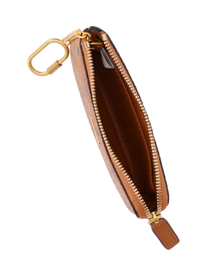 Mcm Textured Brown Leather Zip Wallet In Brown