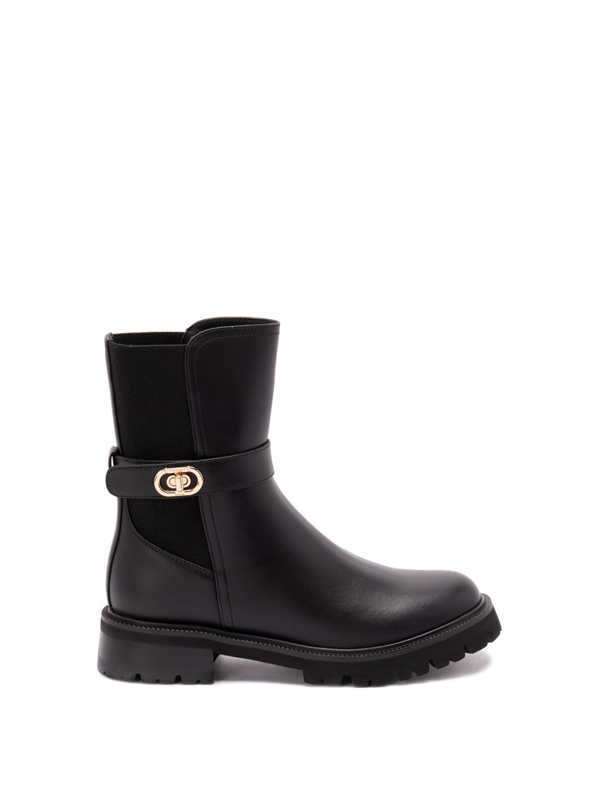 Twinset Twin-set Black Polyurethane Boots In Multi