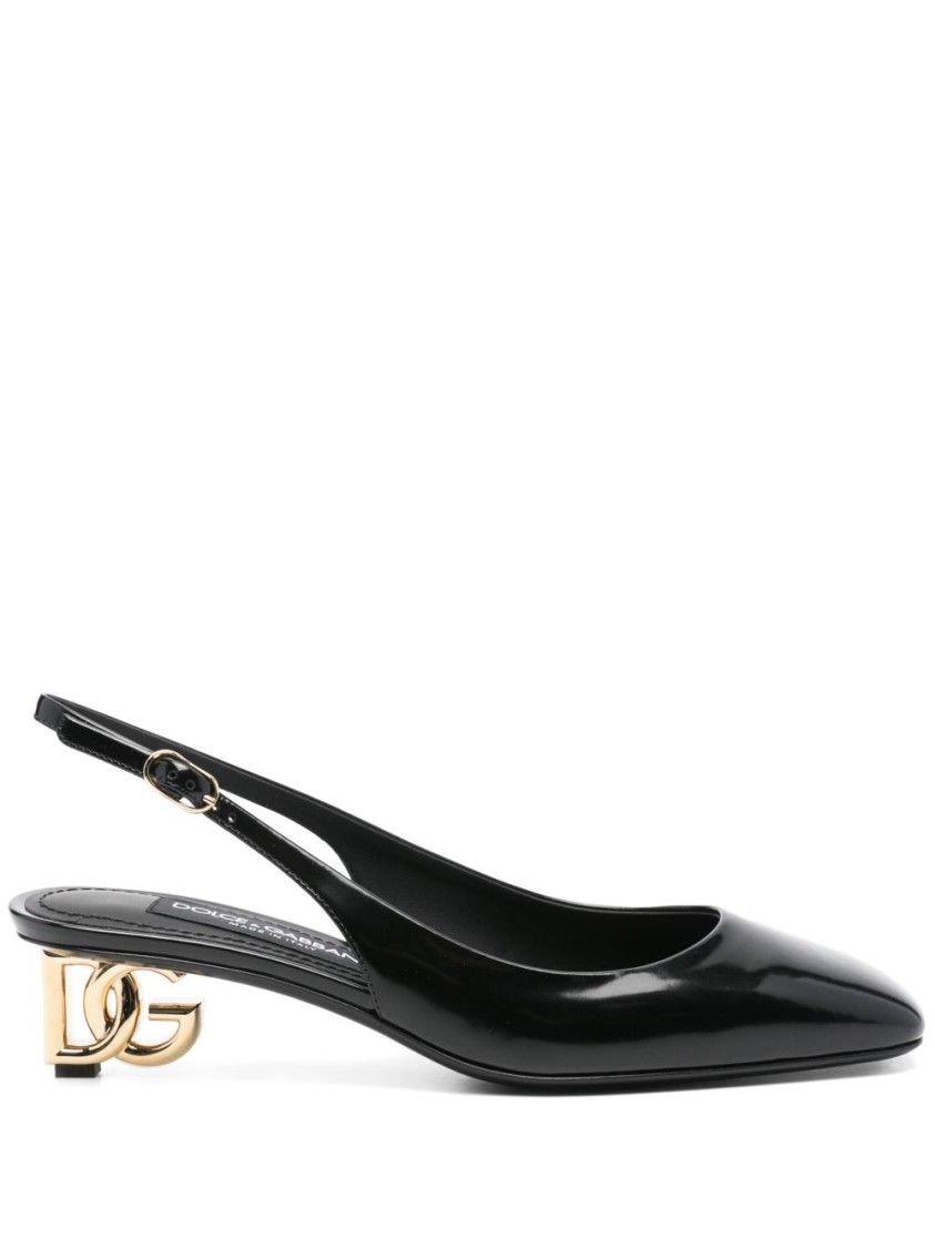 Dolce & Gabbana Black Décolleté With Dg Logo On The Heel In Black