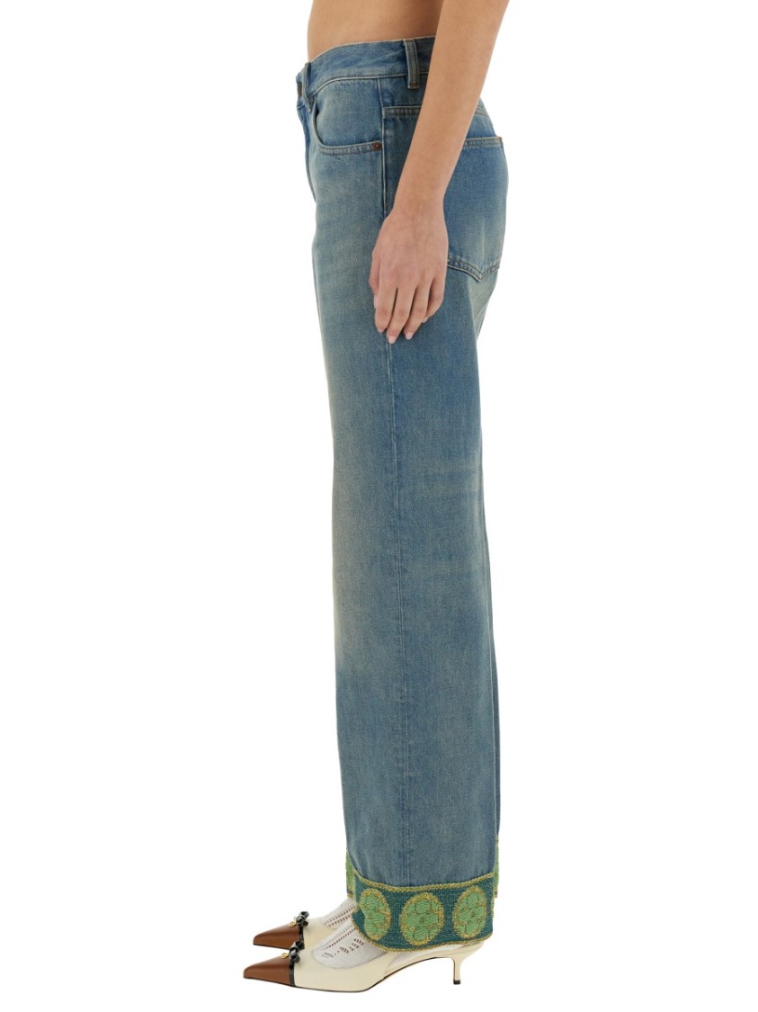 VALENTINO VALENTINO DENIM PANTS WITH JACQUARD EDGES 