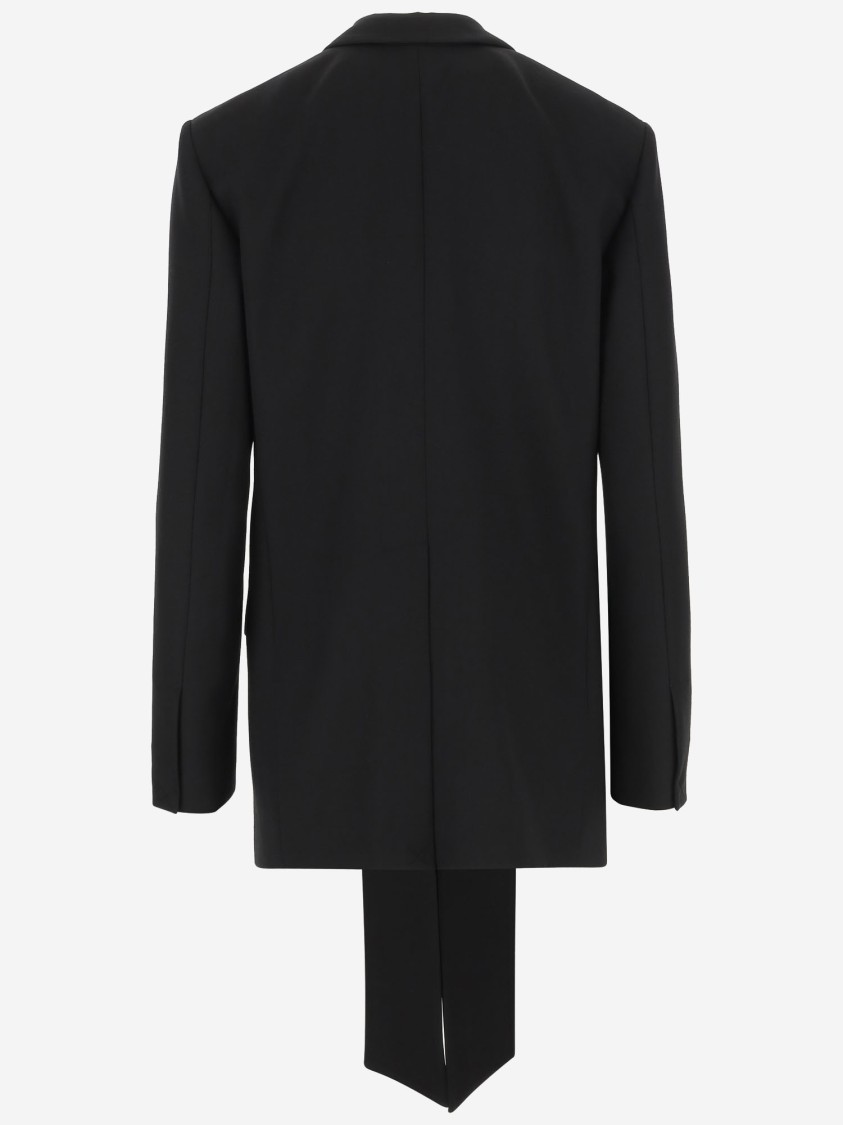 Pinko Wool Blend Single-breasted Jacket With Satin Collar In Black