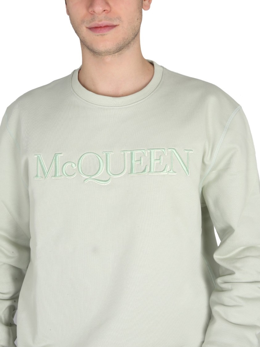 Alexander Mcqueen Sweatshirt With Logo Embroidery In Green