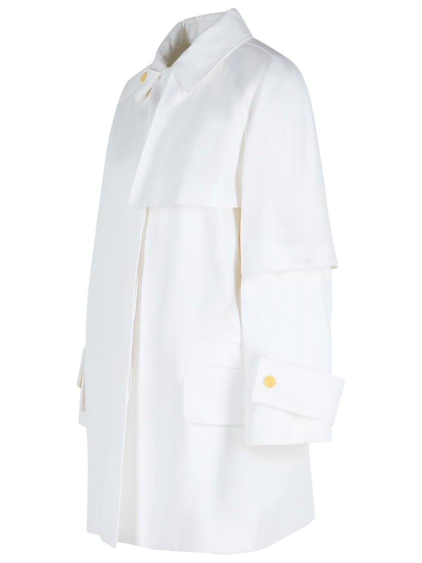 Max Mara Cotton Gabardine Trench Coat In White