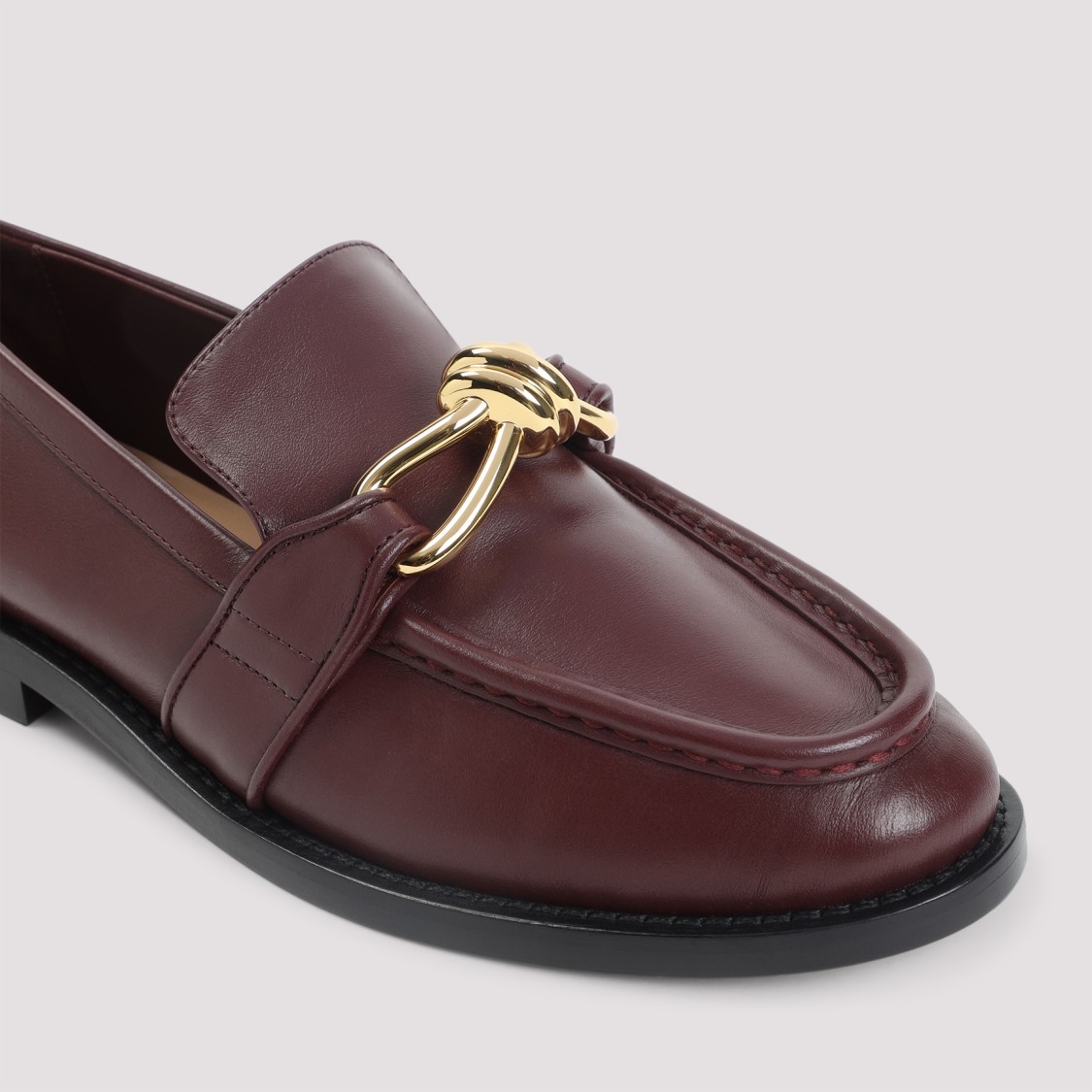 Bottega Veneta Barolo Brown Leather Astair Metallic Knot Loafer In Brown