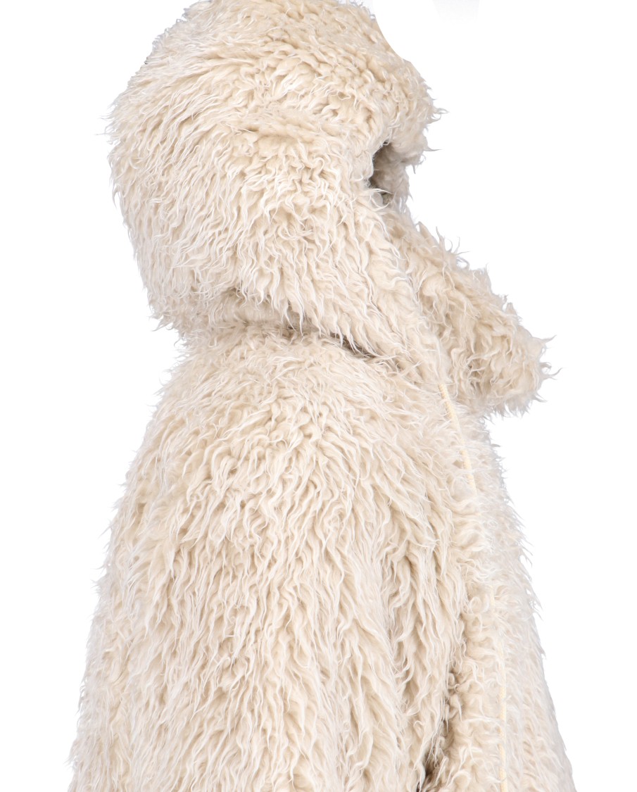 Marni Giacca In Ecopelliccia Con Cappuccio Removibile In Neutrals