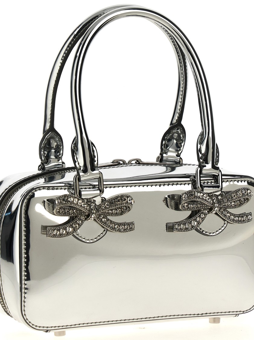 Self-portrait Silver-colored Handbag With Bows On The Front