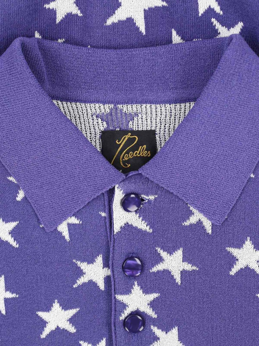 NEEDLES NEEDLES STAR KNIT POLO – PURPLE