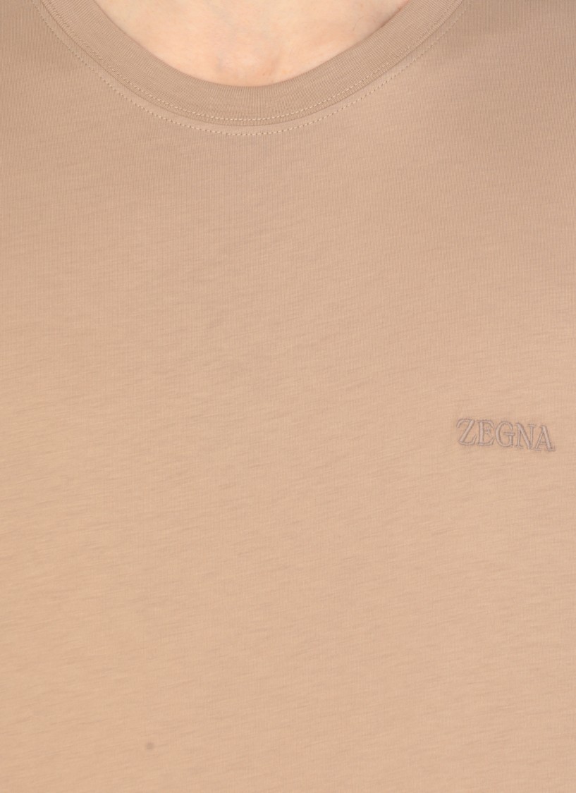 Shop Zegna Beige Cotton T-shirt In Neutrals