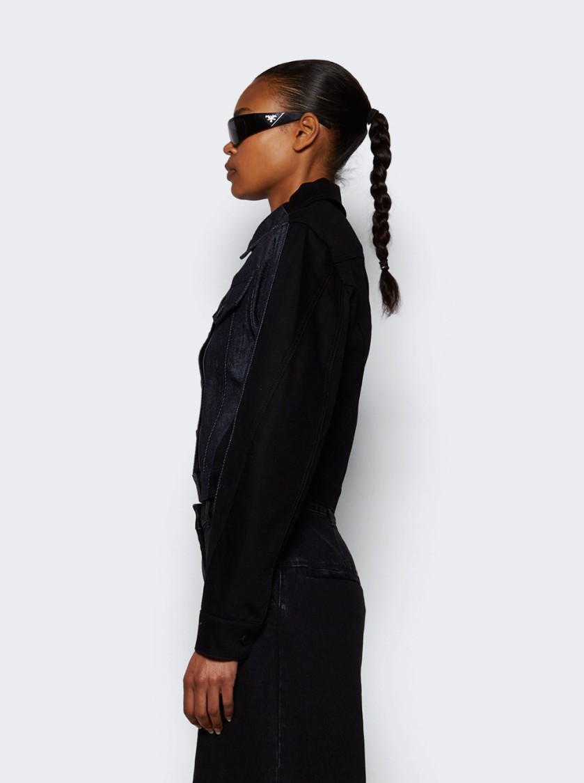 Mugler Bi-color Jacket - Raw Blue And Black