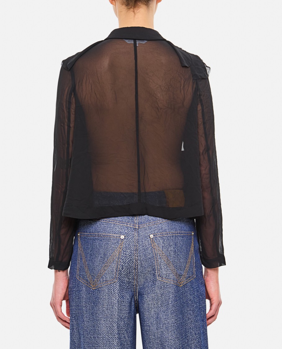 Shop Comme Des Garçons Semi-transparent Ruffled Front Shirt In Black