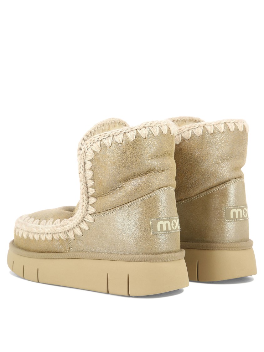 Mou Plush Leather Ankle Boots In Neutral