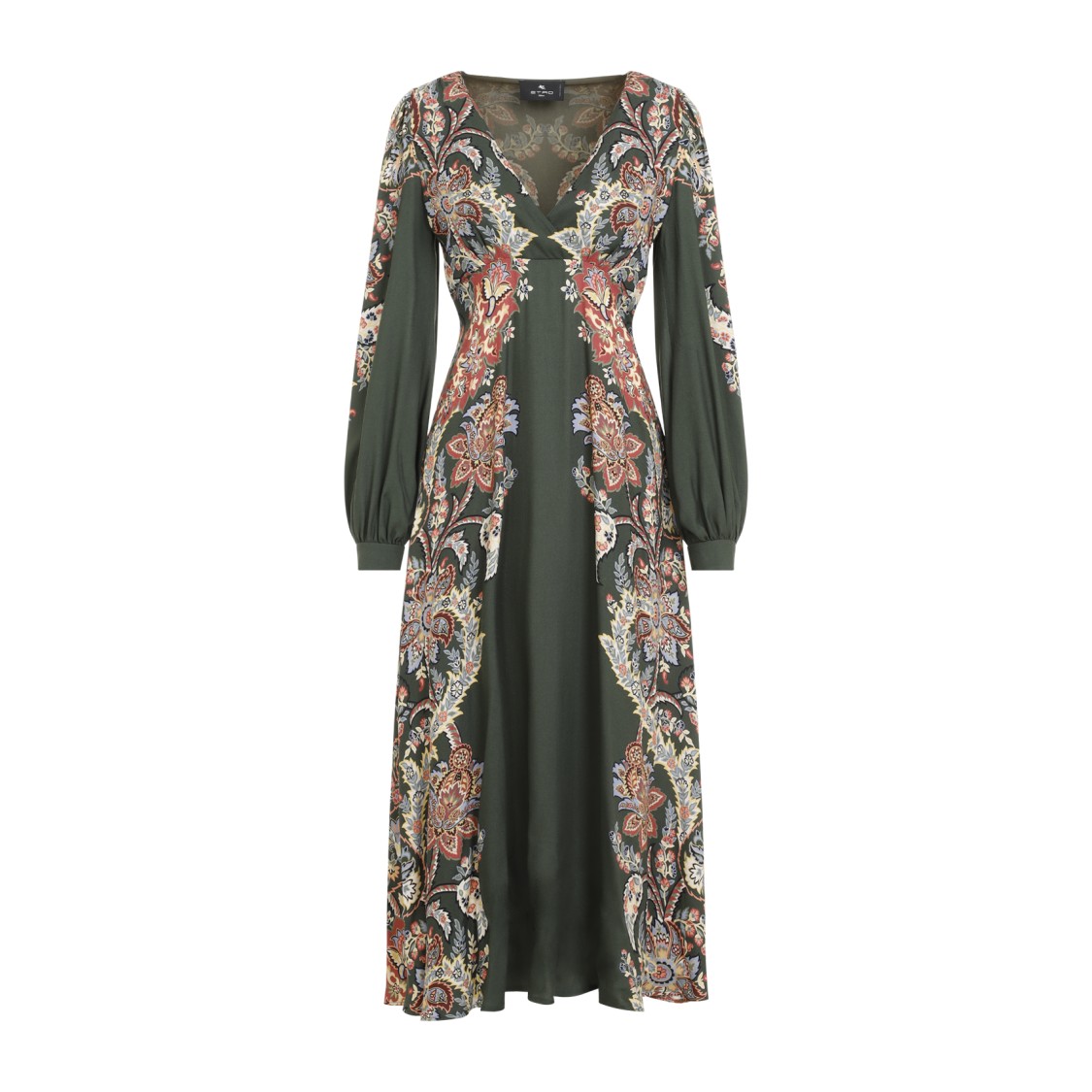 Shop Etro Viscose Dress With Floral Patterns In Green