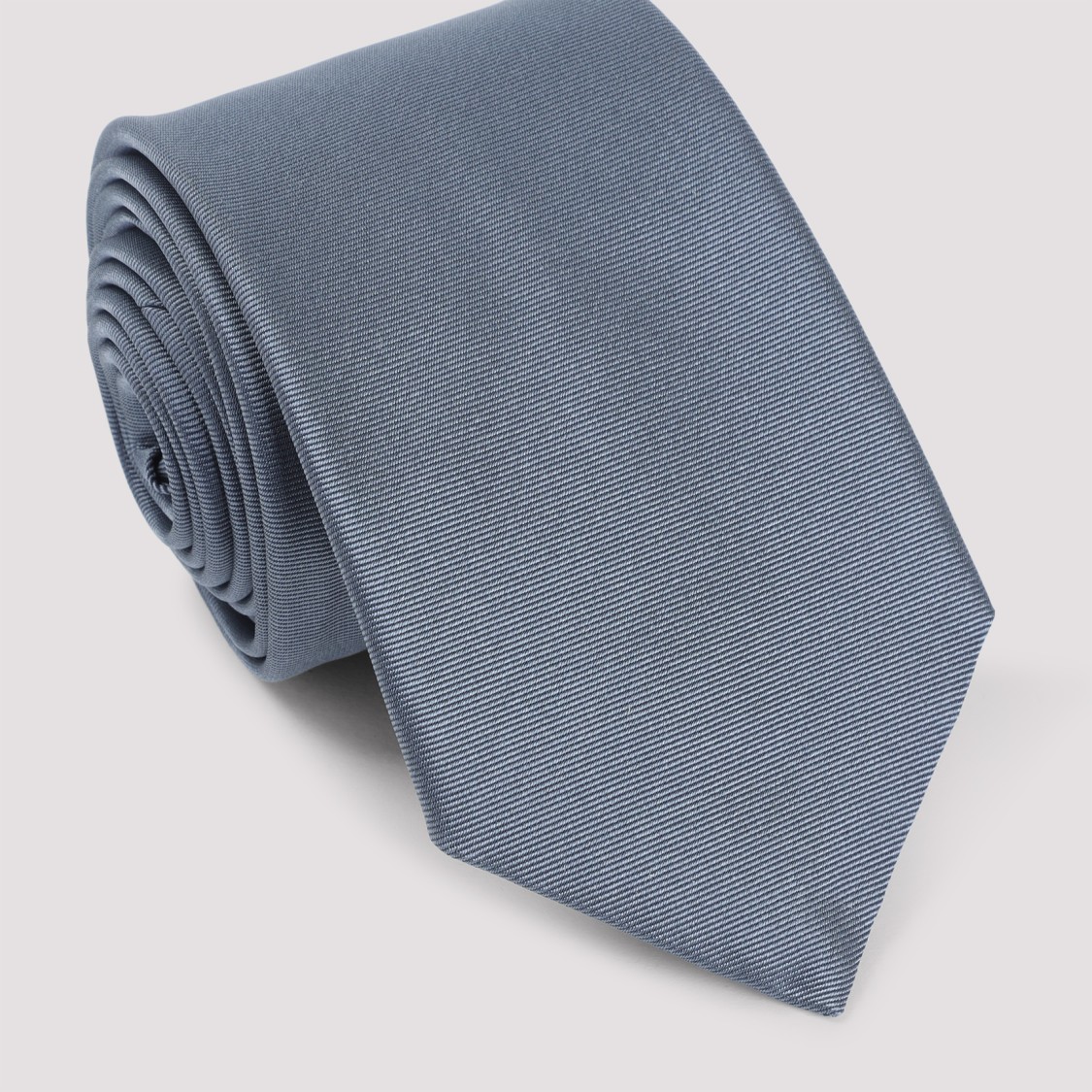 Giorgio Armani Rolled Silk Tie Smooth Texture In Blue