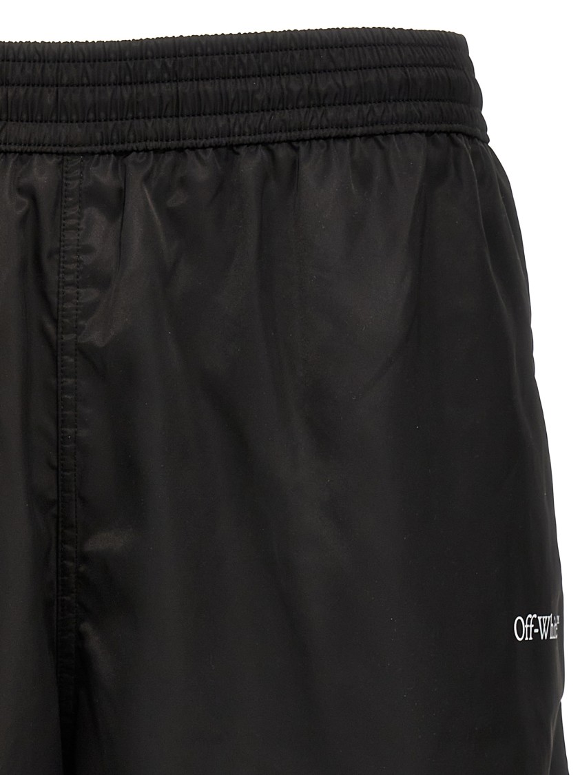 Off-white Scribble Diags-print Elasticated Swim Shorts In Black