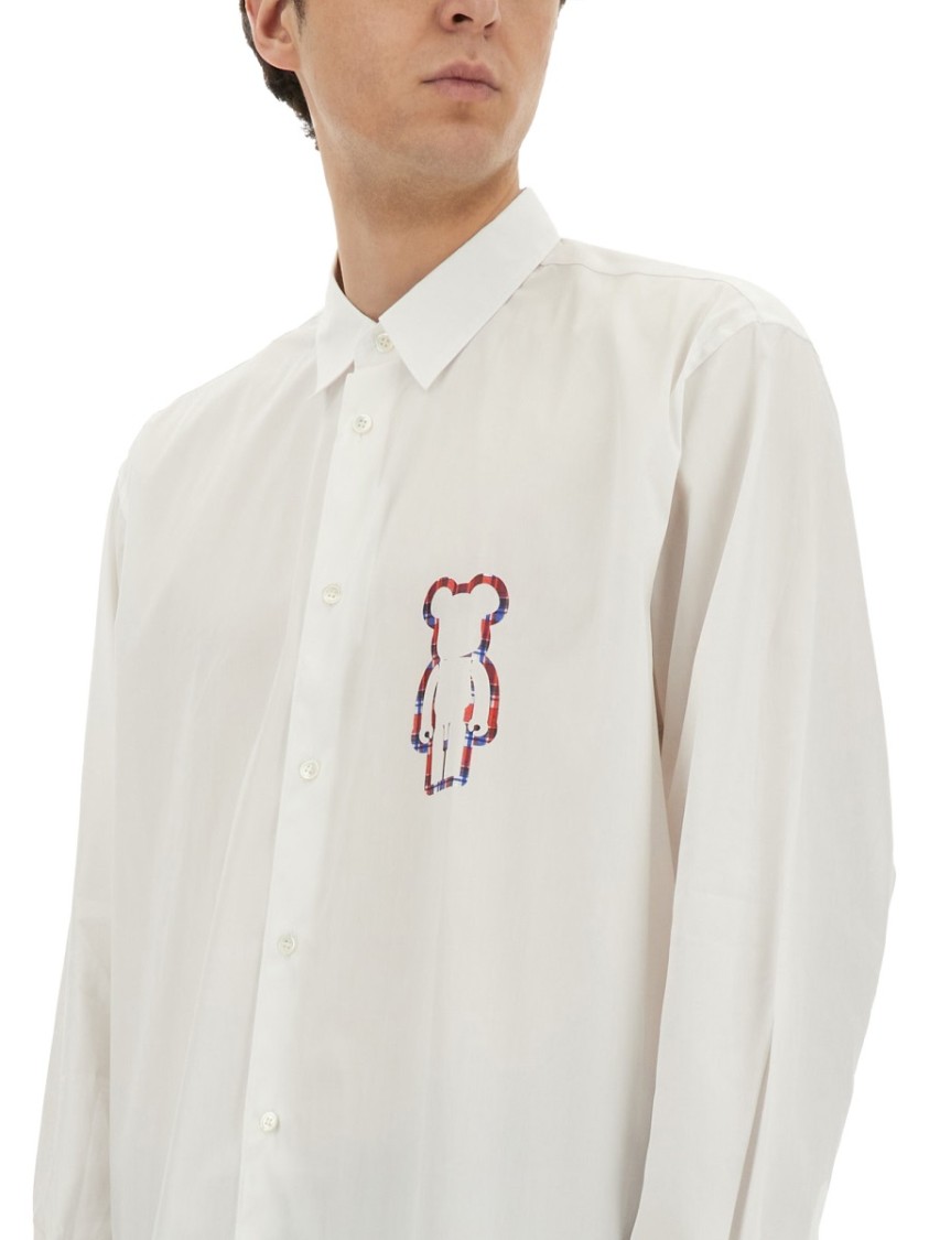 Comme Des Garçons Embroidered Detail Button-down Collar Shirt In White