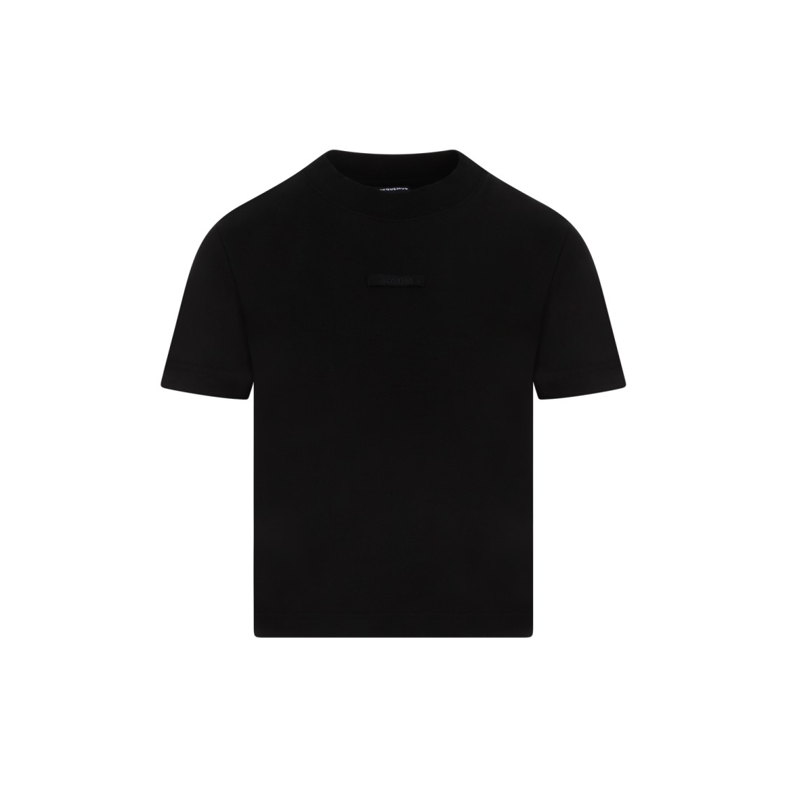 Jacquemus Black Fitted T-shirt With Logo Patch In Stretch Cotton Woman In Black